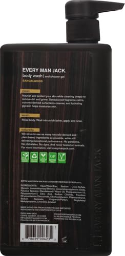 Every Man Jack Sandalwood Body Wash lather close-up shows creamy texture for hydrating rinse