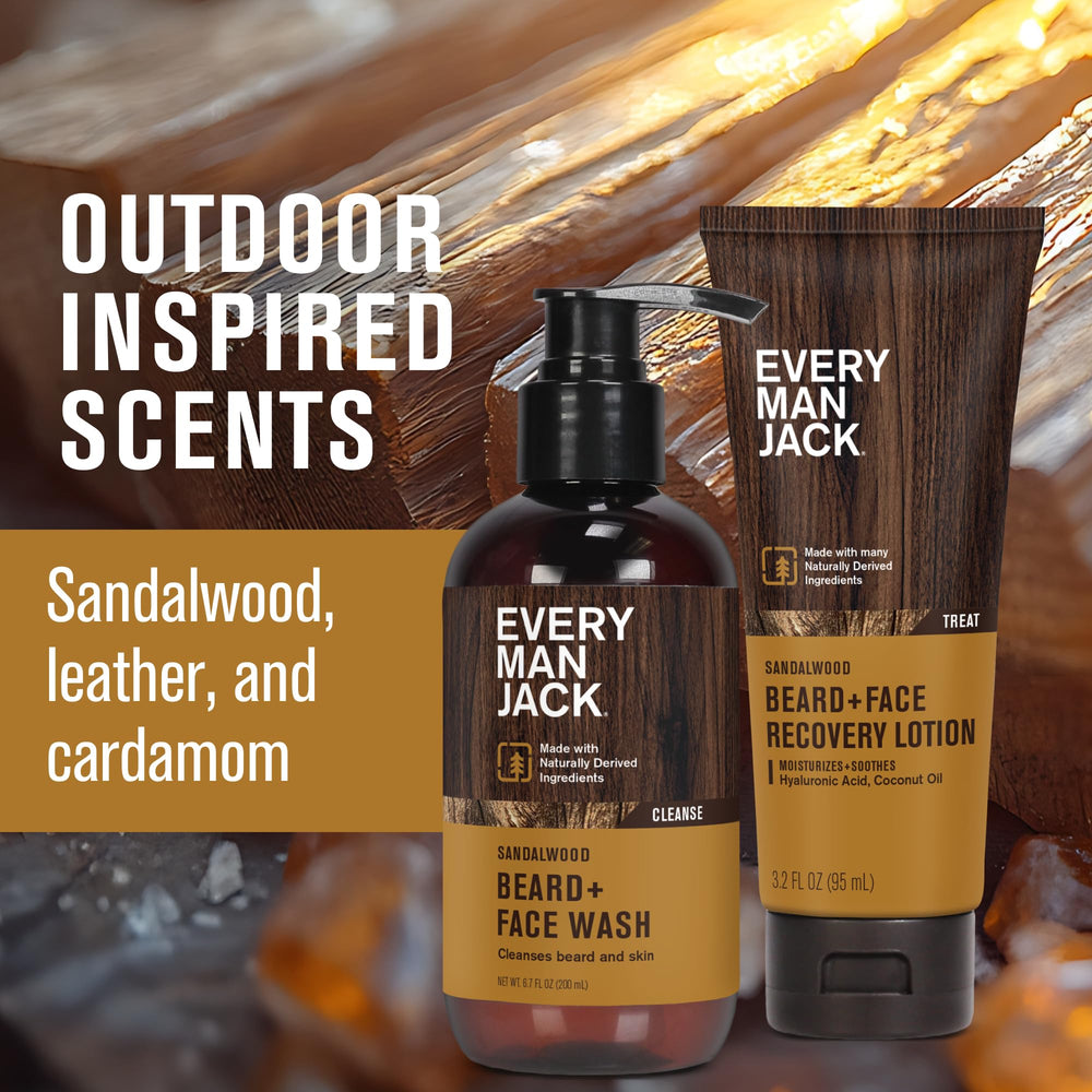 Every Man Jack sandalwood close-up foam highlights creamy lather for easy rinse.