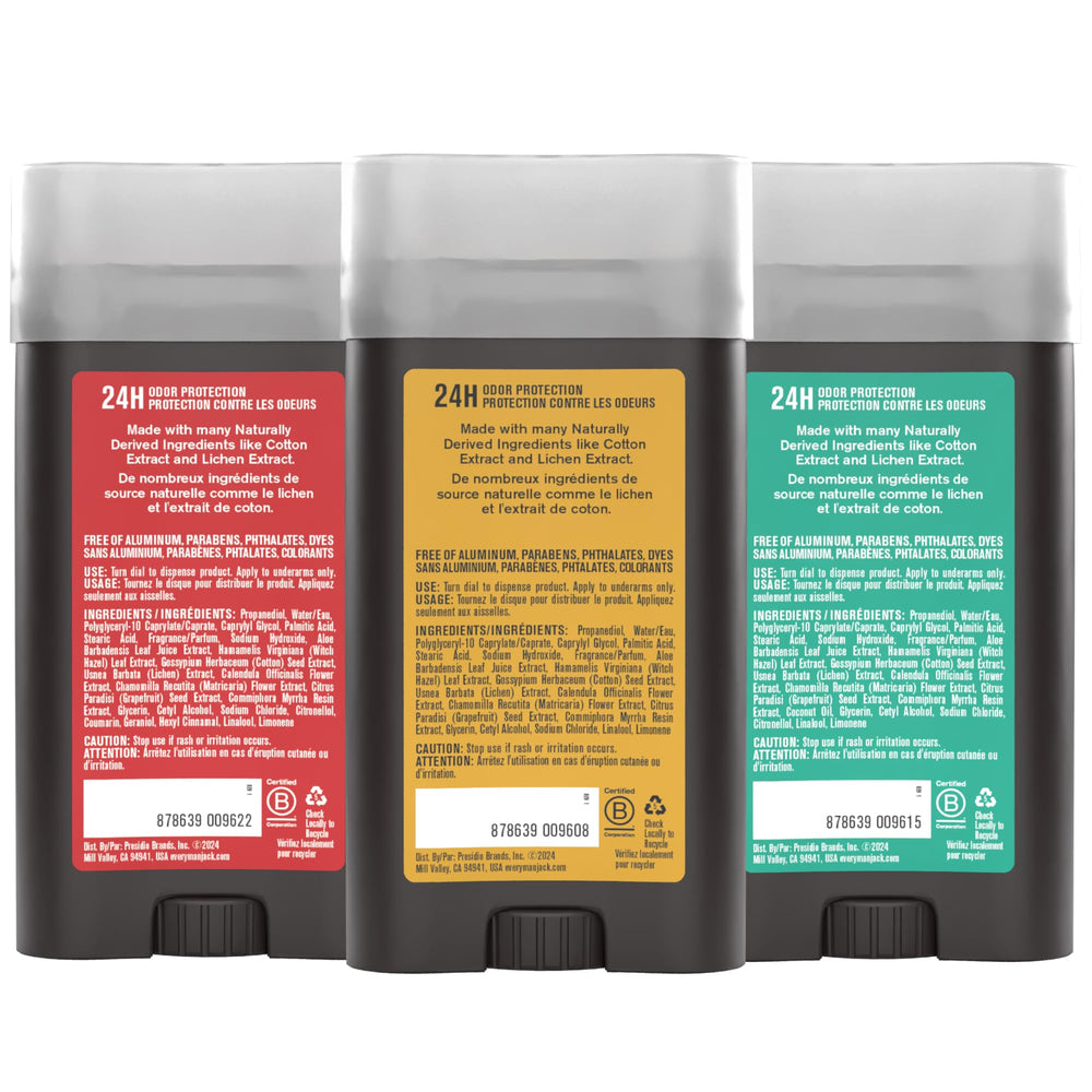 Every Man Jack three-scent set showcases Cedar Red Sage, Amber Sandalwood, Sea Mineral Citron