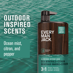 Every Man Jack Sea Minerals Citron 3-in-1 pump-action demonstrates quick shower routine