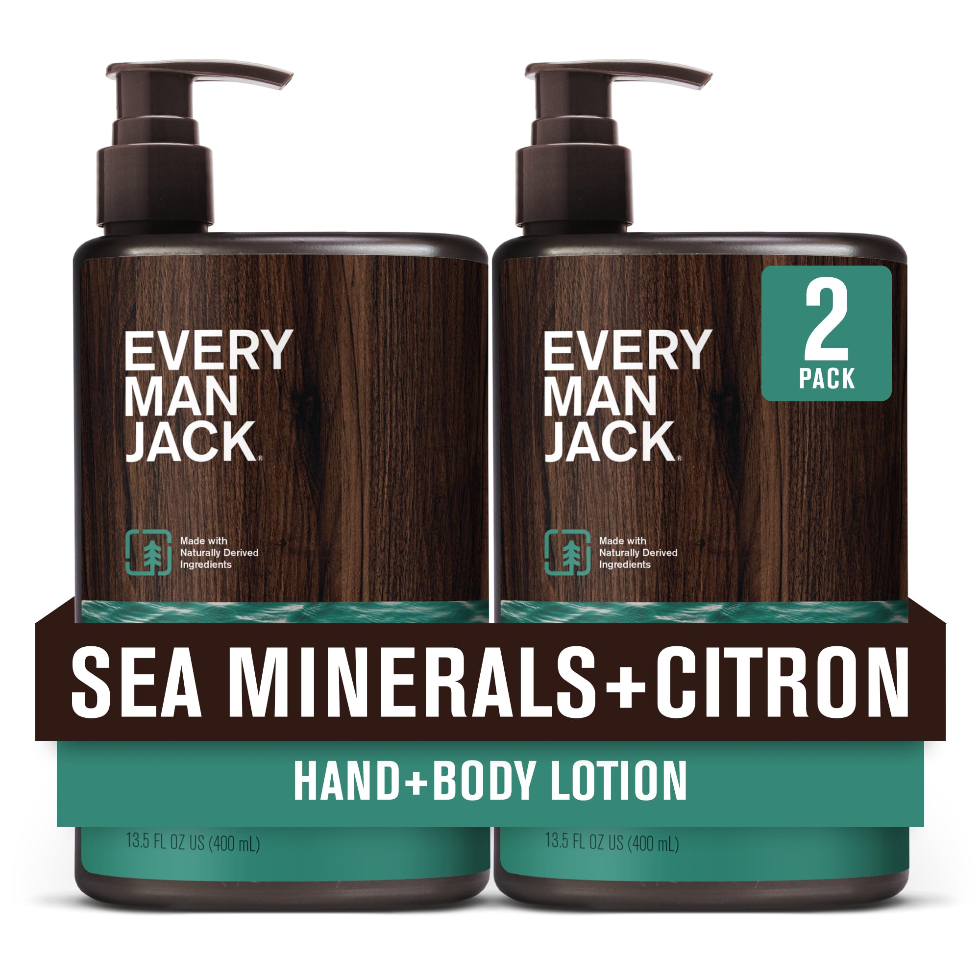 Every Man Jack sea minerals citron lotion bottle shows quick-dry hydration for daily use.