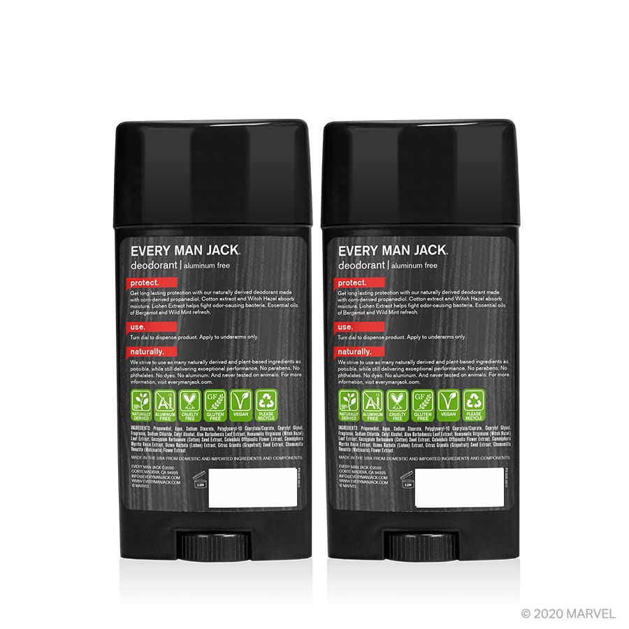 Every Man Jack Spider-Man deodorant Fresh Air bergamot mint fragrance.
