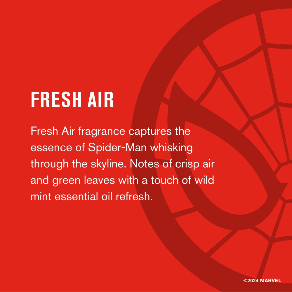 Every Man Jack Spider-Man deodorant with underarm application scene.
