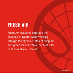 Every Man Jack Spider-Man deodorant with underarm application scene.