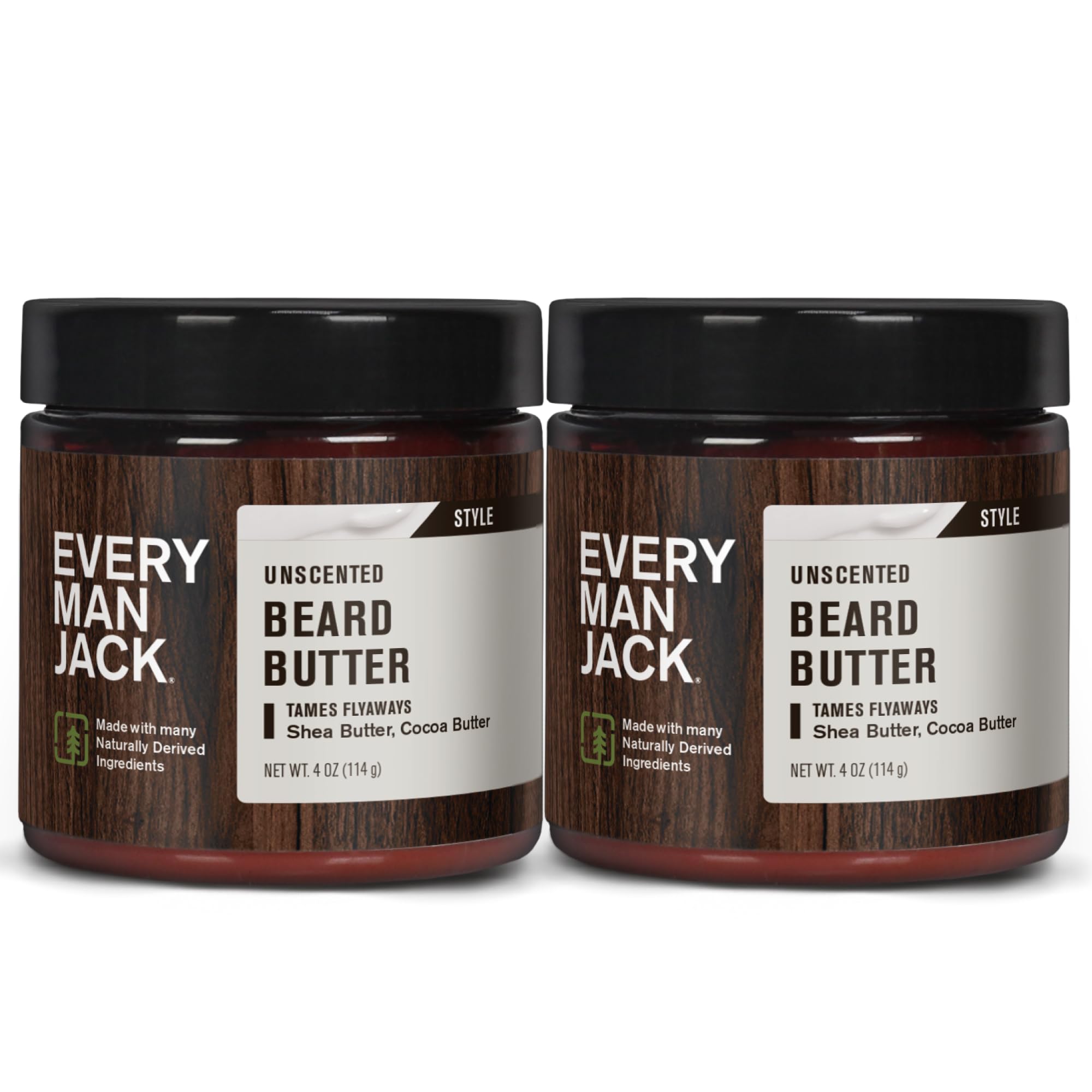 Every Man Jack unscented beard butter tub shows rich hydration for styling