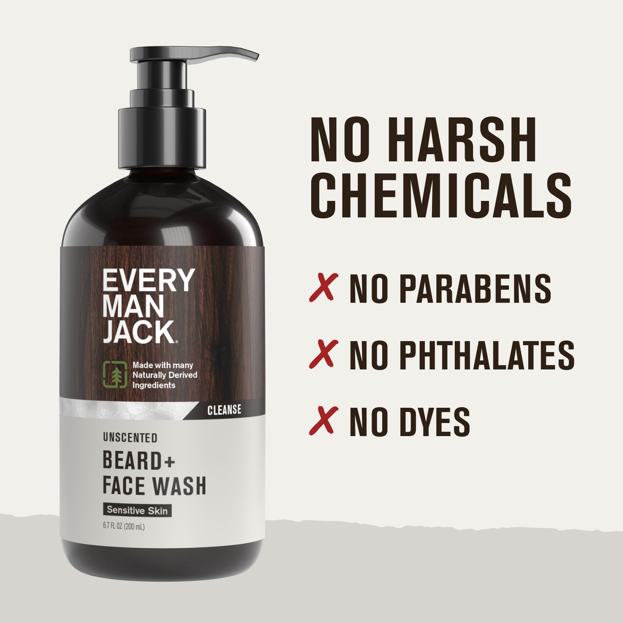 Every Man Jack Unscented Beard + Face Wash lather in palm for easy cleansing