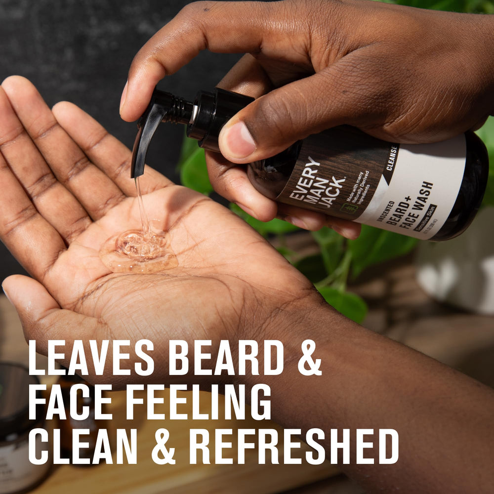 Every Man Jack Unscented Beard + Face Wash coconut-derived cleansers for natural cleansing