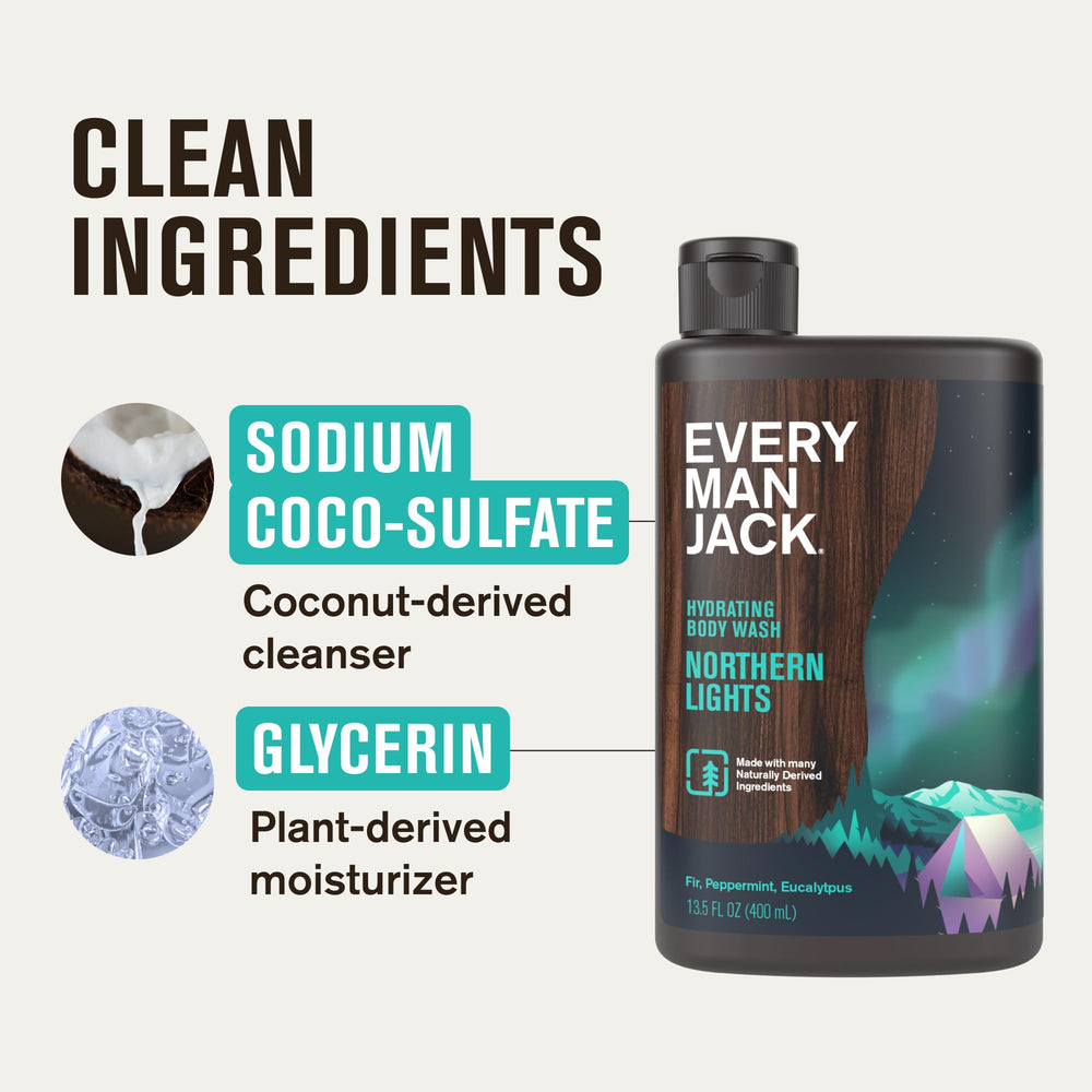 Every Man Jack Northern Lights glycerin-detail close-up bottle.