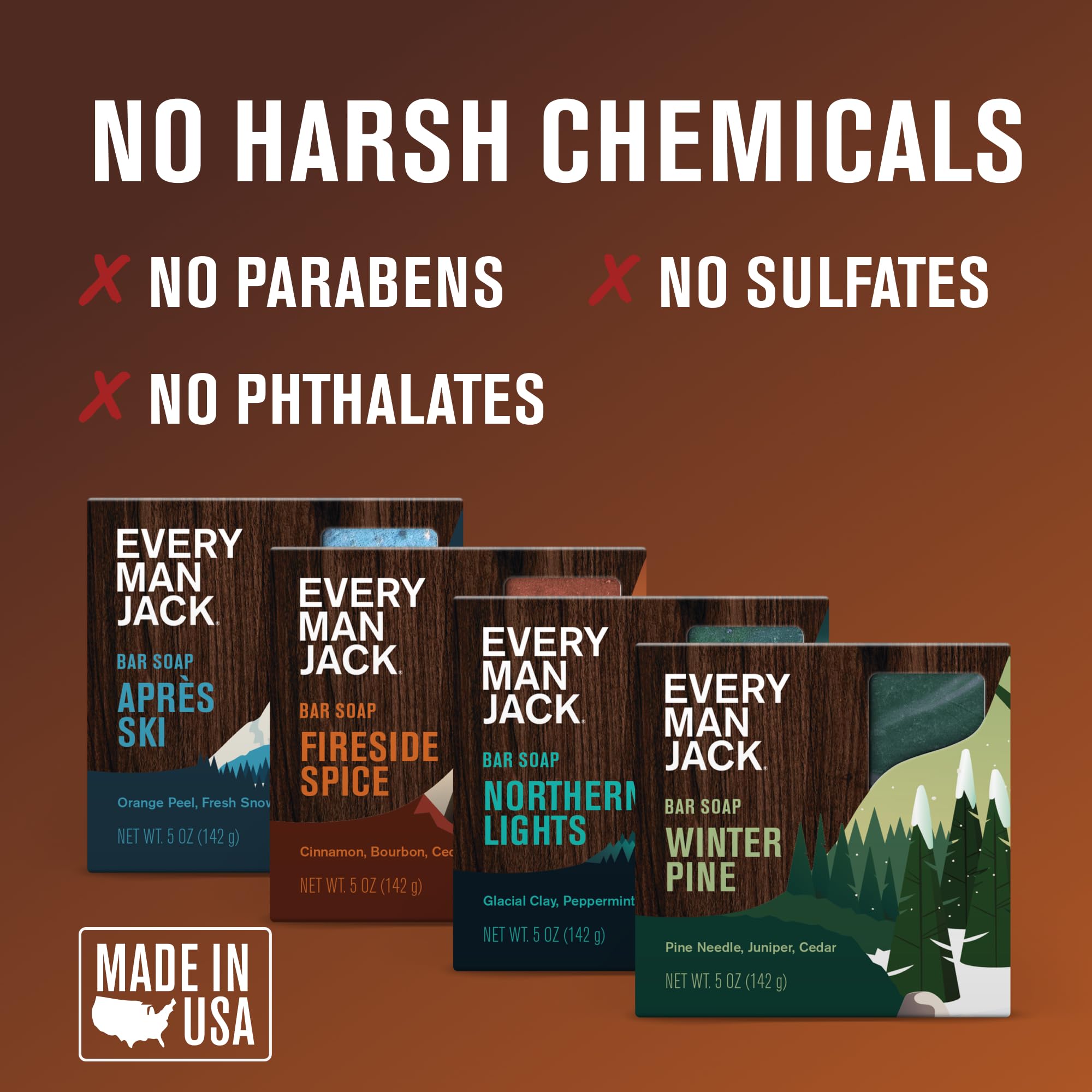 Every Man Jack natural ingredients highlight on soap texture