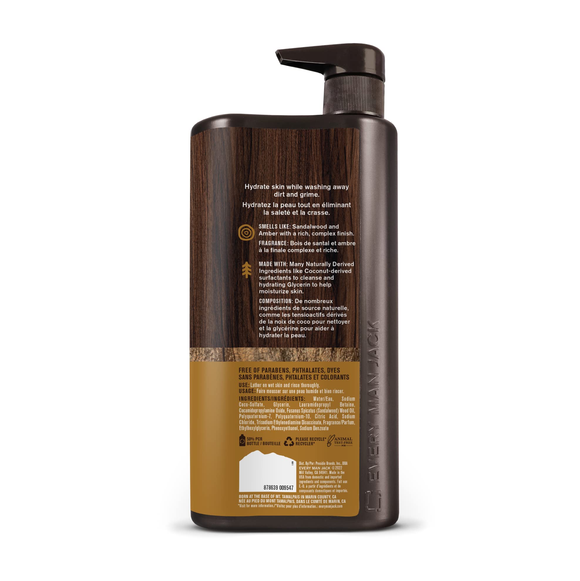 Every Man Jack Nourishing Amber + Sandalwood bottle-detail conveys masculine branding