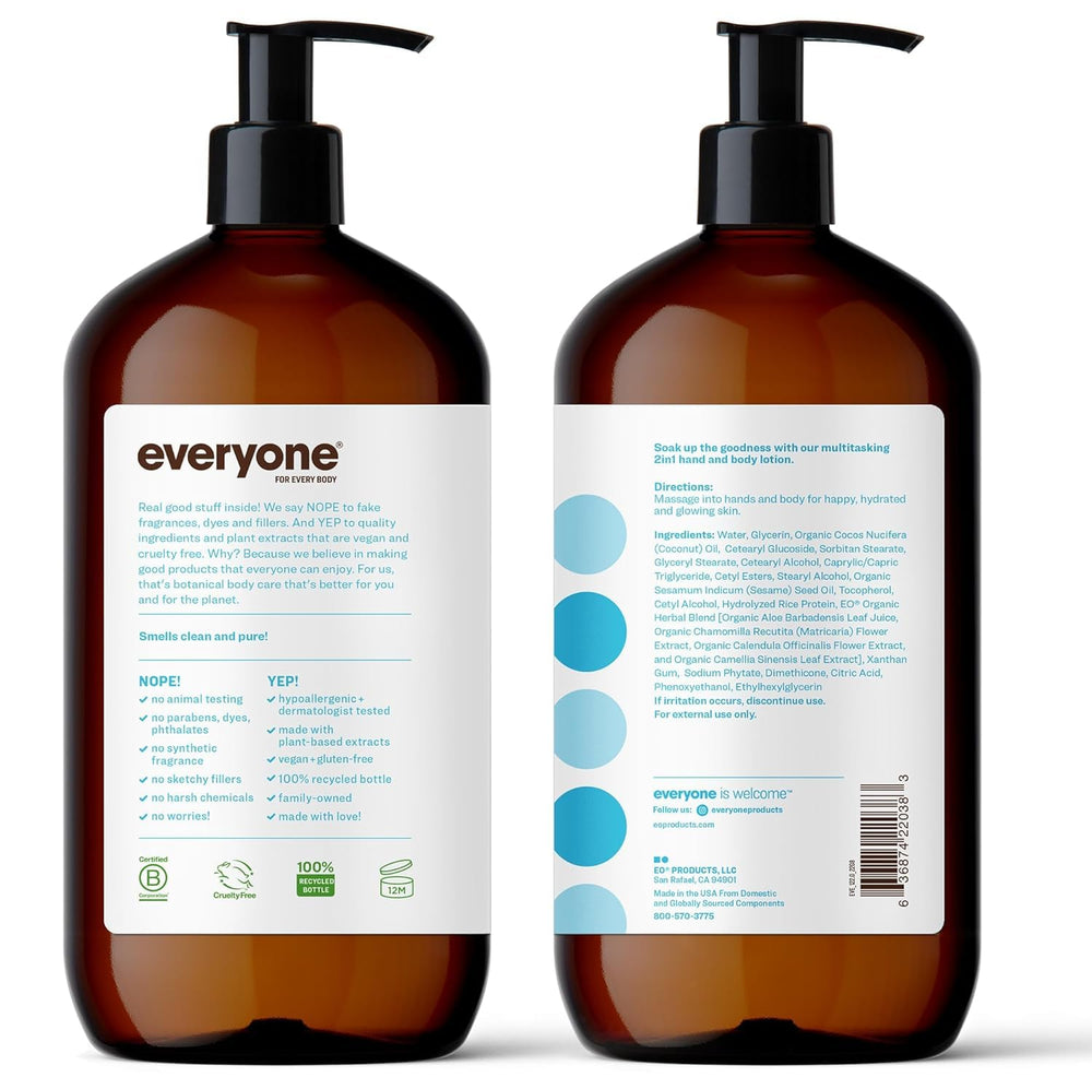 Everyone 2in1 unscented lotion texture close-up showing fast absorption