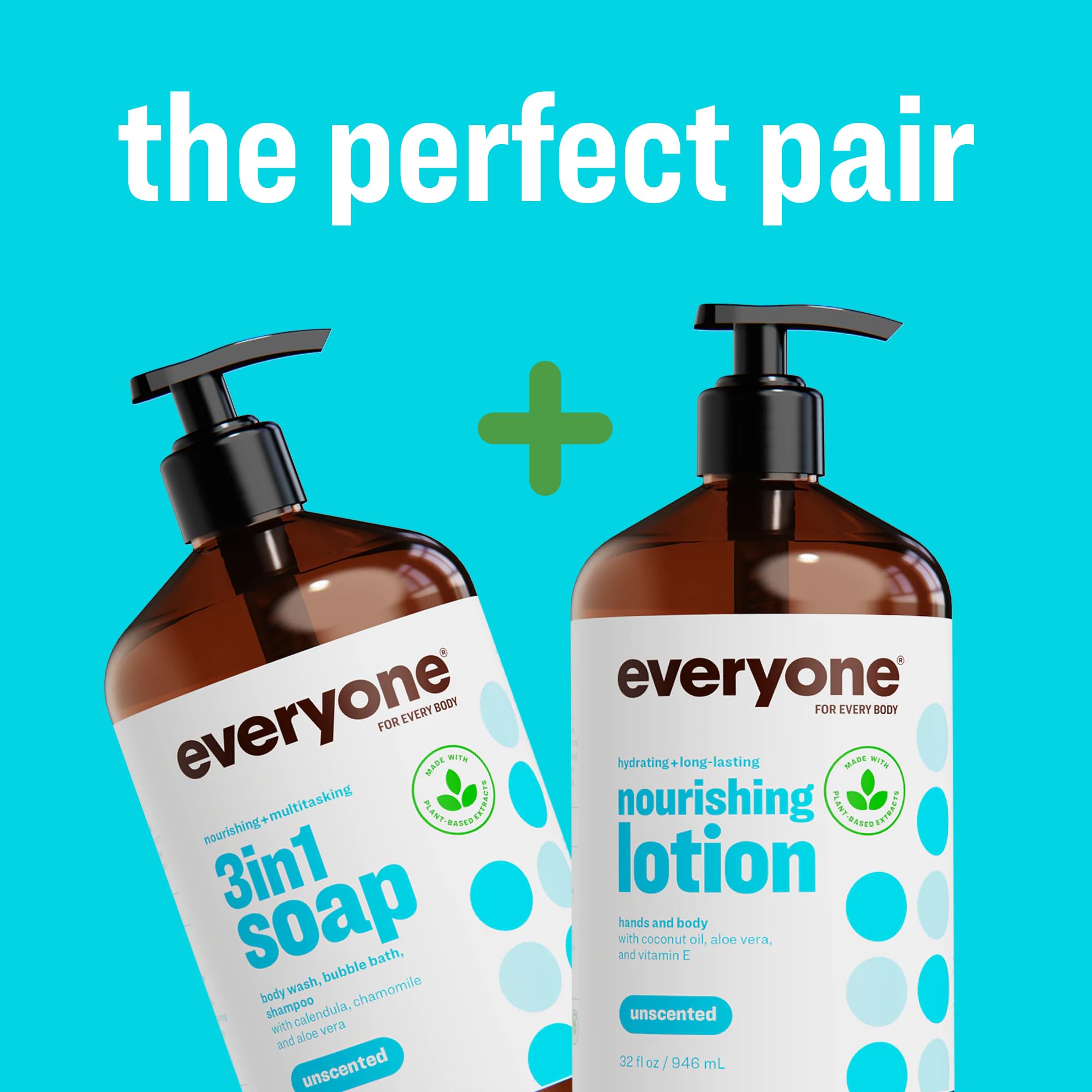 Everyone 2in1 unscented lotion with fragrance-free, hypoallergenic care