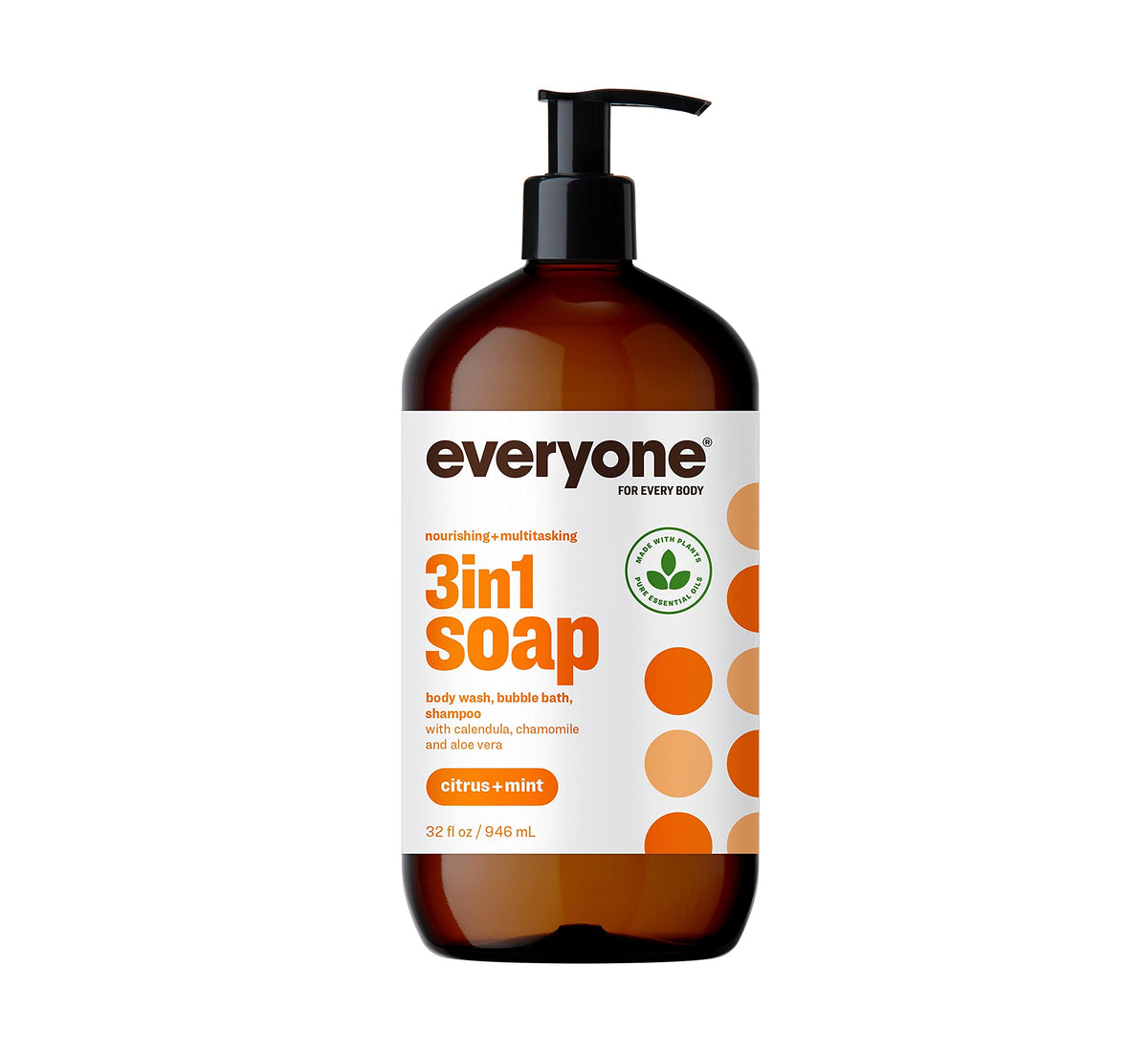 Everyone 3-in-1 Soap Citrus Mint bottle—versatile cleanse for body, hair, and bath.