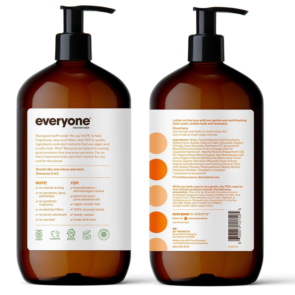 Everyone 3-in-1 Soap Citrus Mint lather—rich foam for refreshing wash.