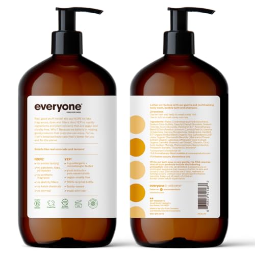Everyone 3-in-1 Soap coconut-lemon scent image emphasizes tropical, refreshing aroma for showers.