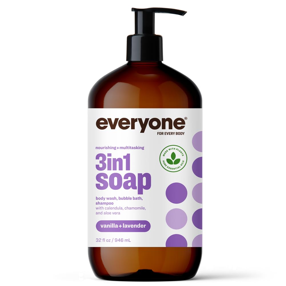 Everyone Vanilla & Lavender 3 In 1 Soap bottle for gentle cleansing and soothing scent.