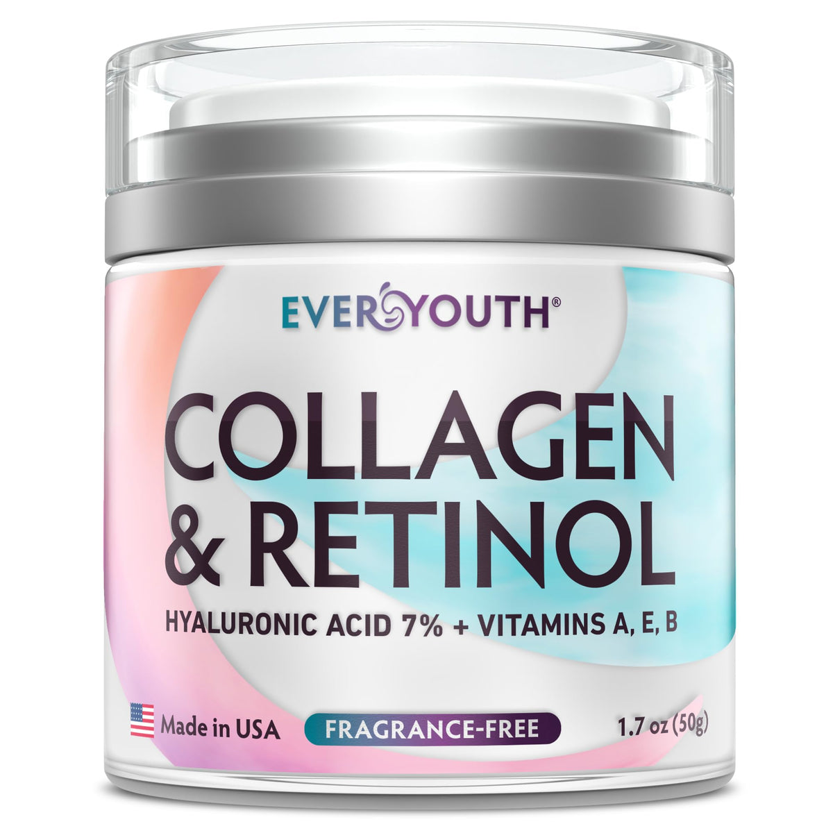 EVERYOUTH collagen cream face application demonstrates smooth, hydrated skin for a refreshed look
