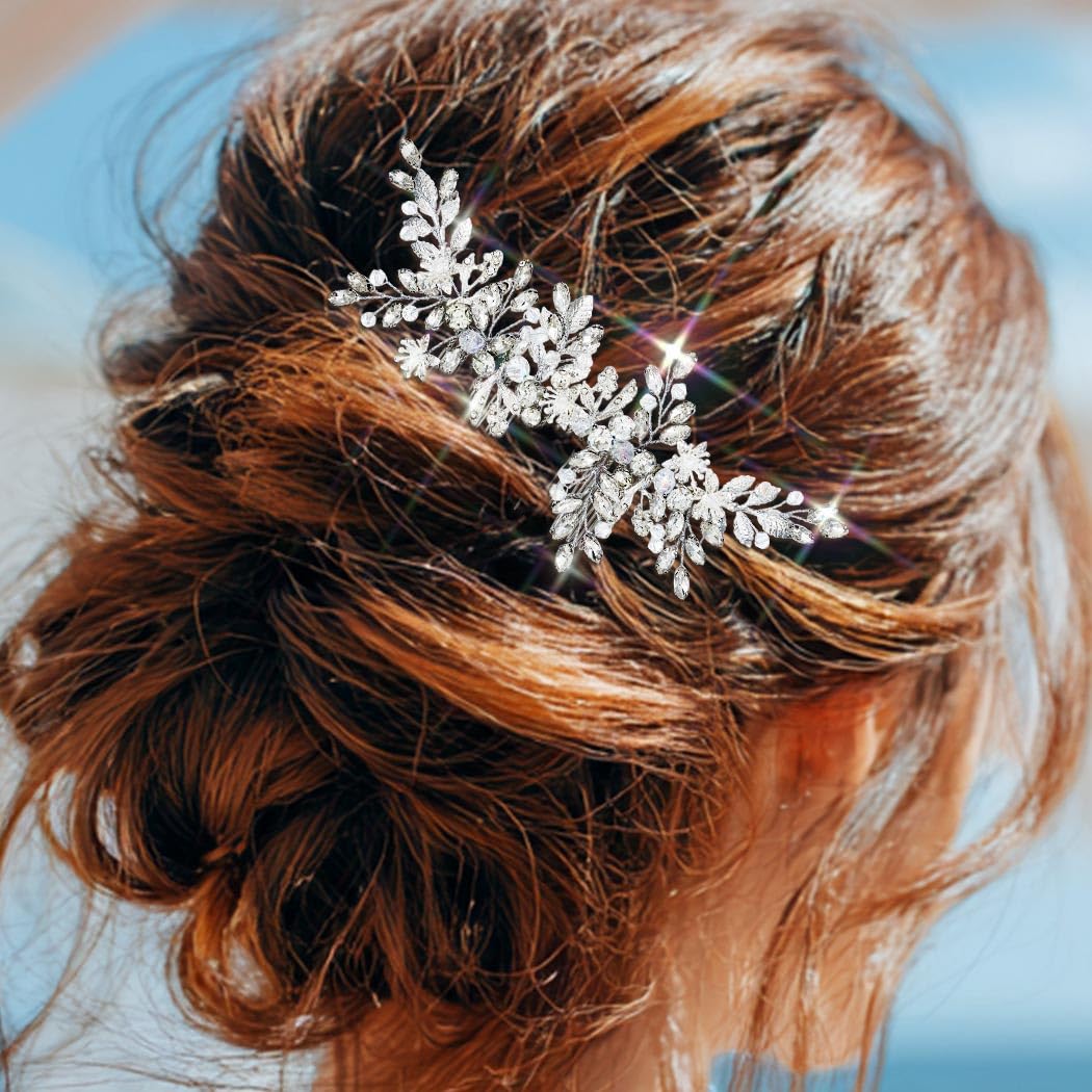EVILD silver rhinestone hair clip styled for a prom look