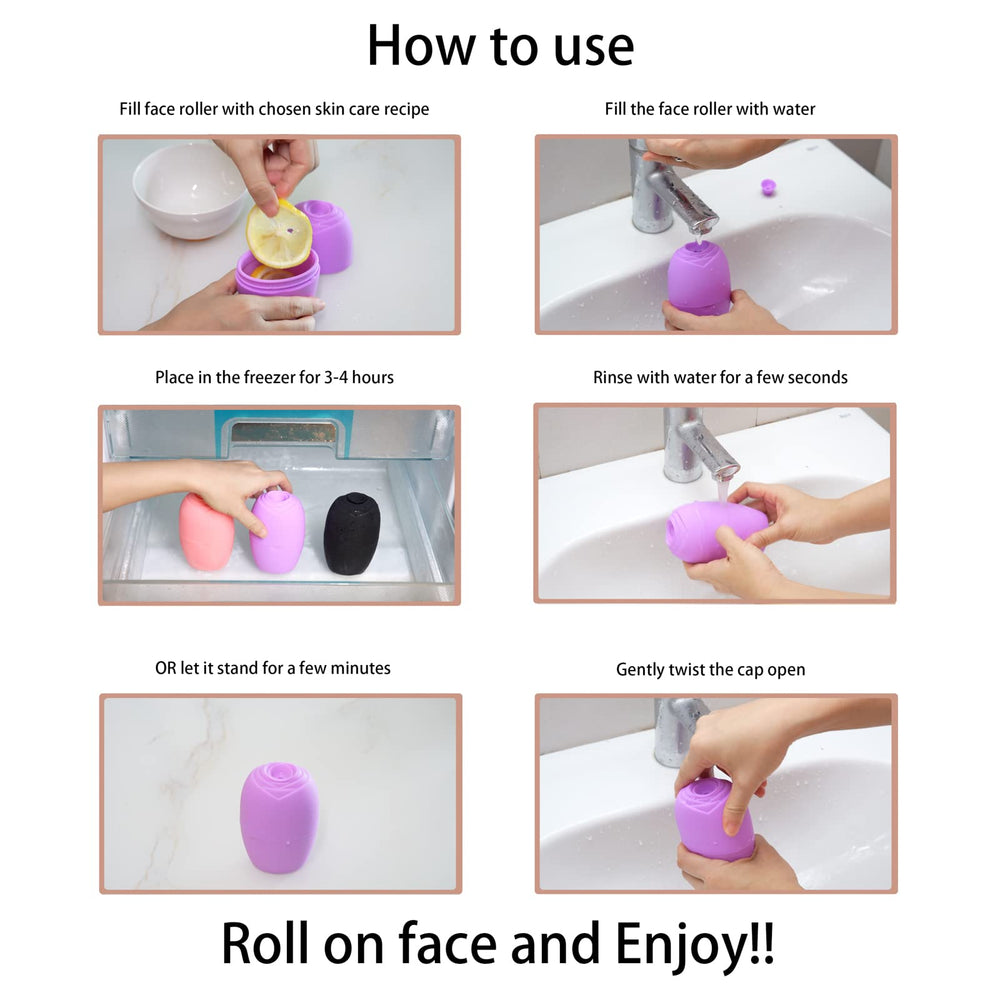 Evmliy ice face roller in use on the face for soothing massage and pore care