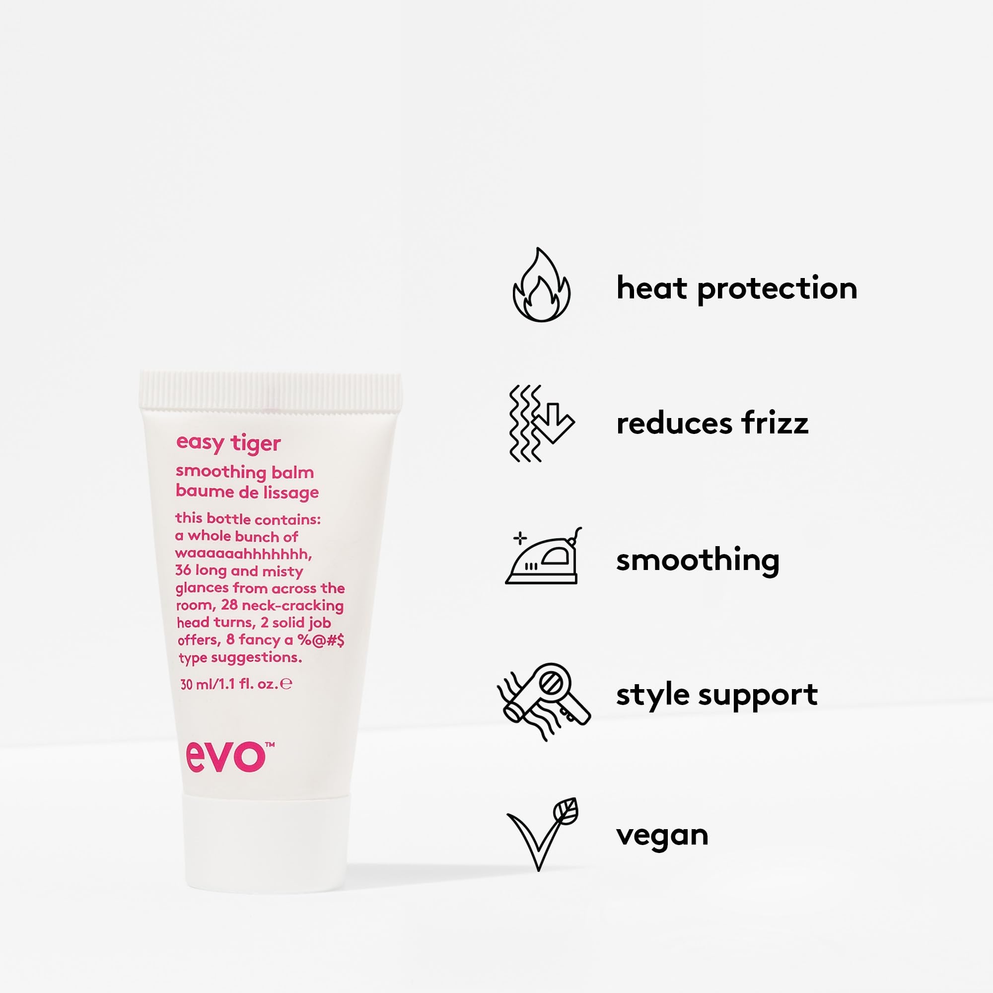 EVO Easy Tiger smoothing balm apply-cream-hands demonstrates easy distribution for smooth blowouts.
