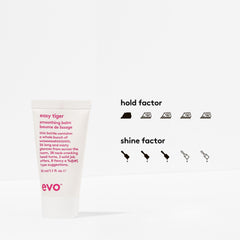 EVO Easy Tiger smoothing balm damp-hair-application shows even coverage for manageability.