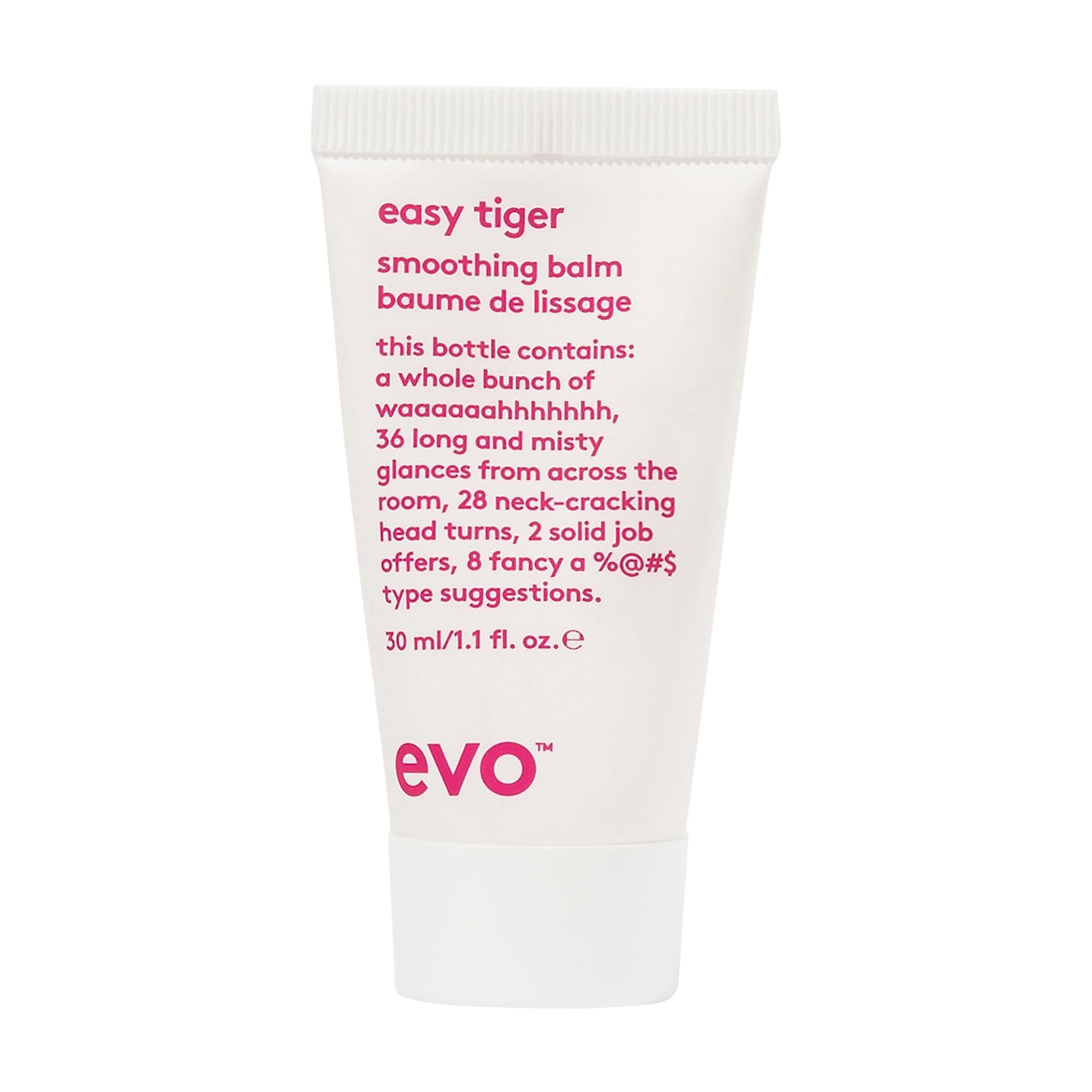 EVO Easy Tiger smoothing balm travel-size bottle delivers portable frizz control and shine.