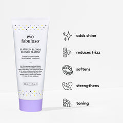 EVO Fabuloso Platinum Blonde Toning shows at-home 3-minute processing.