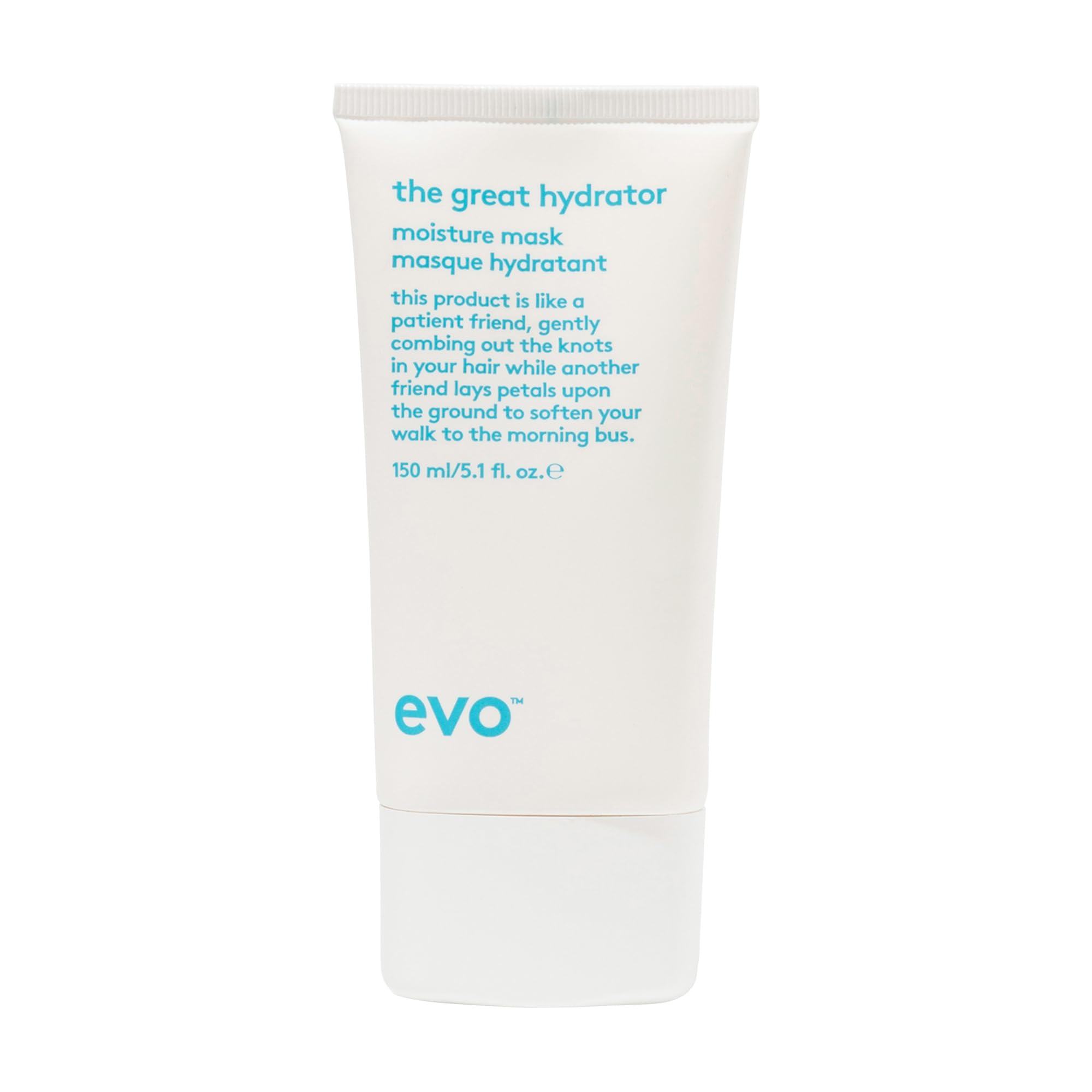 EVO The Great Hydrator bottle close-up showing hydration for dry hair.