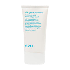 EVO The Great Hydrator bottle close-up showing hydration for dry hair.
