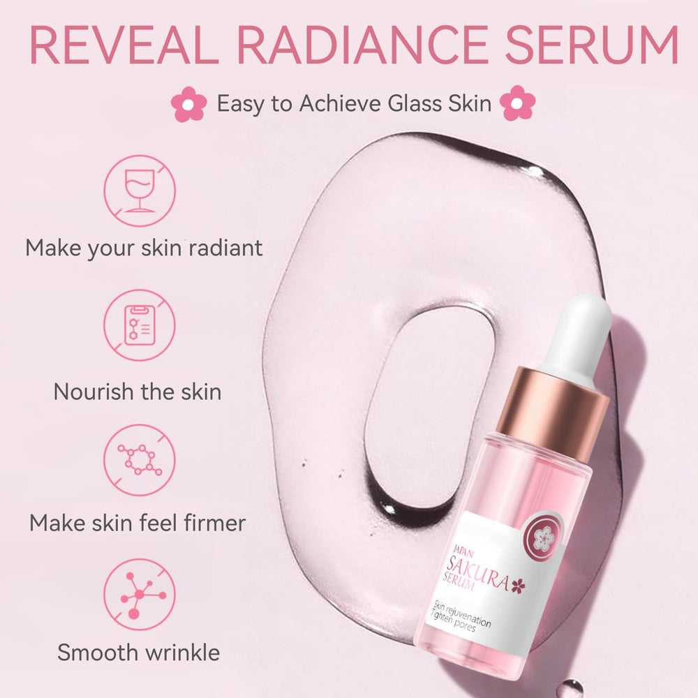 Evolvique Sakura hydrating serum bottle promotes quick-absorb moisture for dry skin.