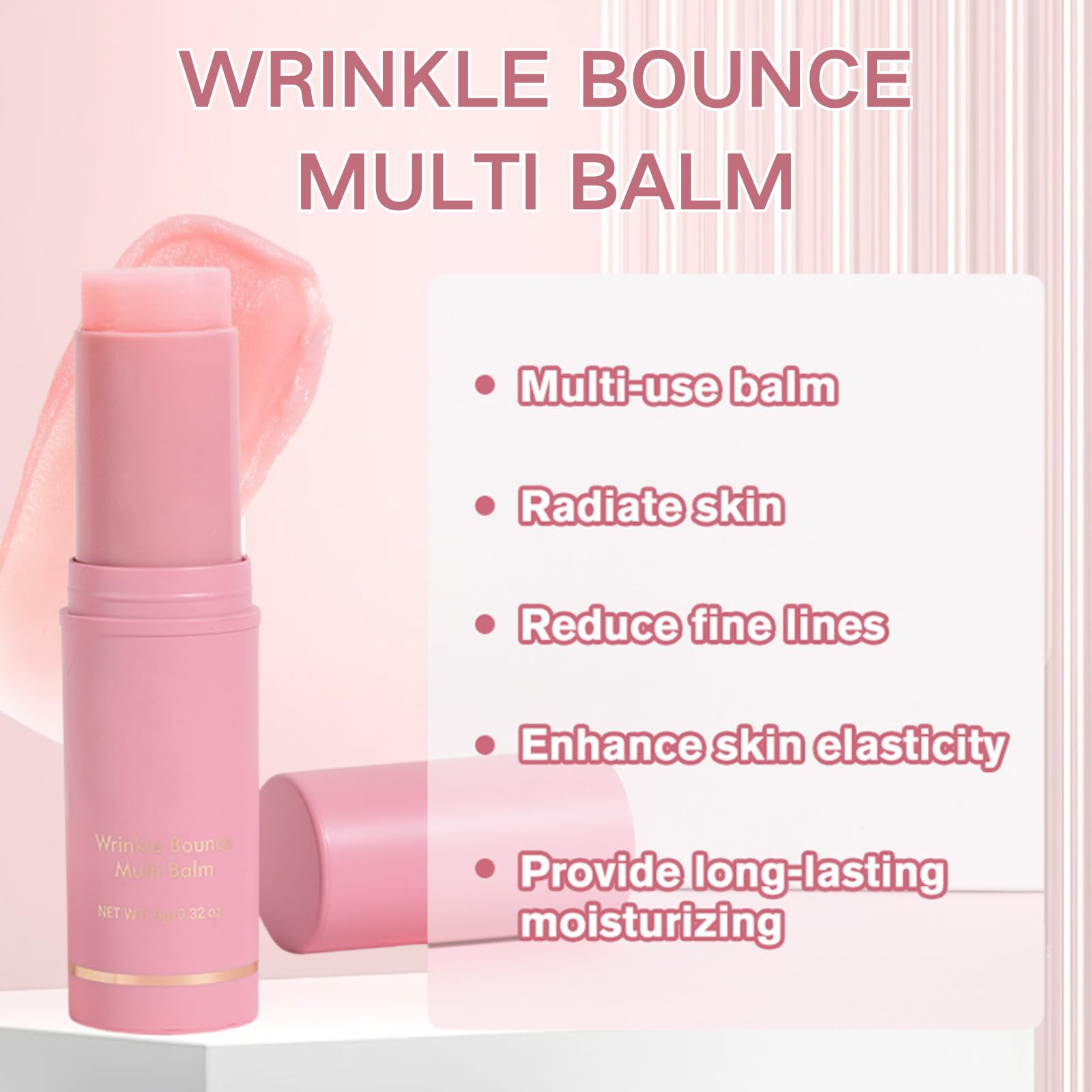 Evolvique Wrinkle Bounce Multi Balm stick glides onto eye area for hydration.