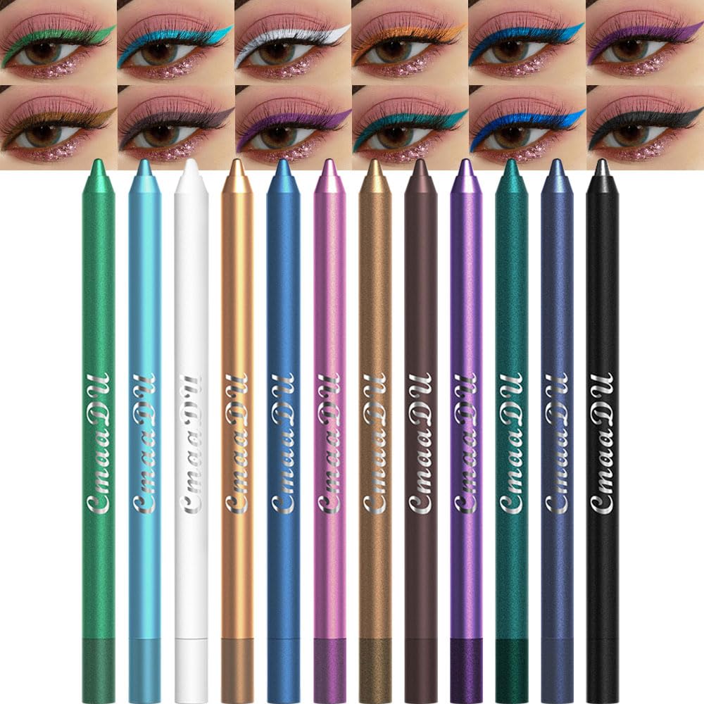 evpct 12 colors eyeliner swatches show bold pigments for versatile looks.