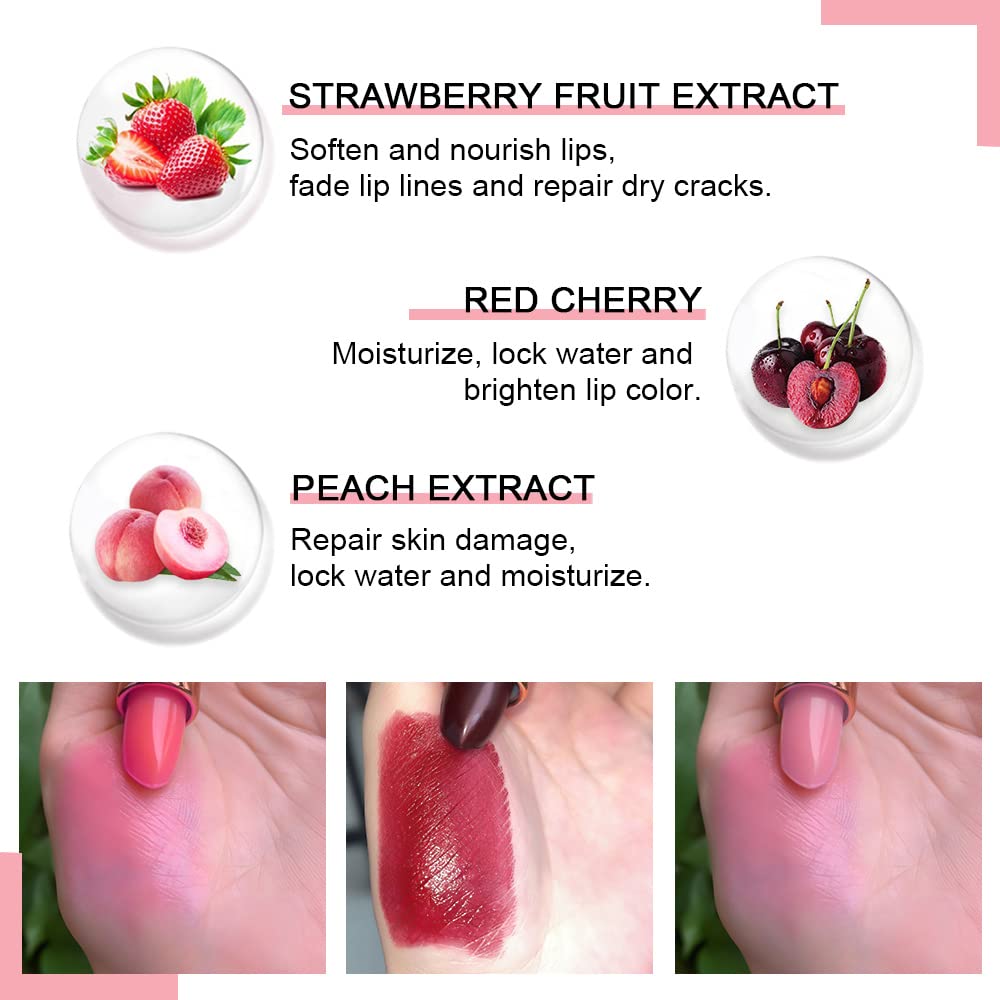 evpct color-changing lipstick strawberry highlights vibrant tint with hydrating care.