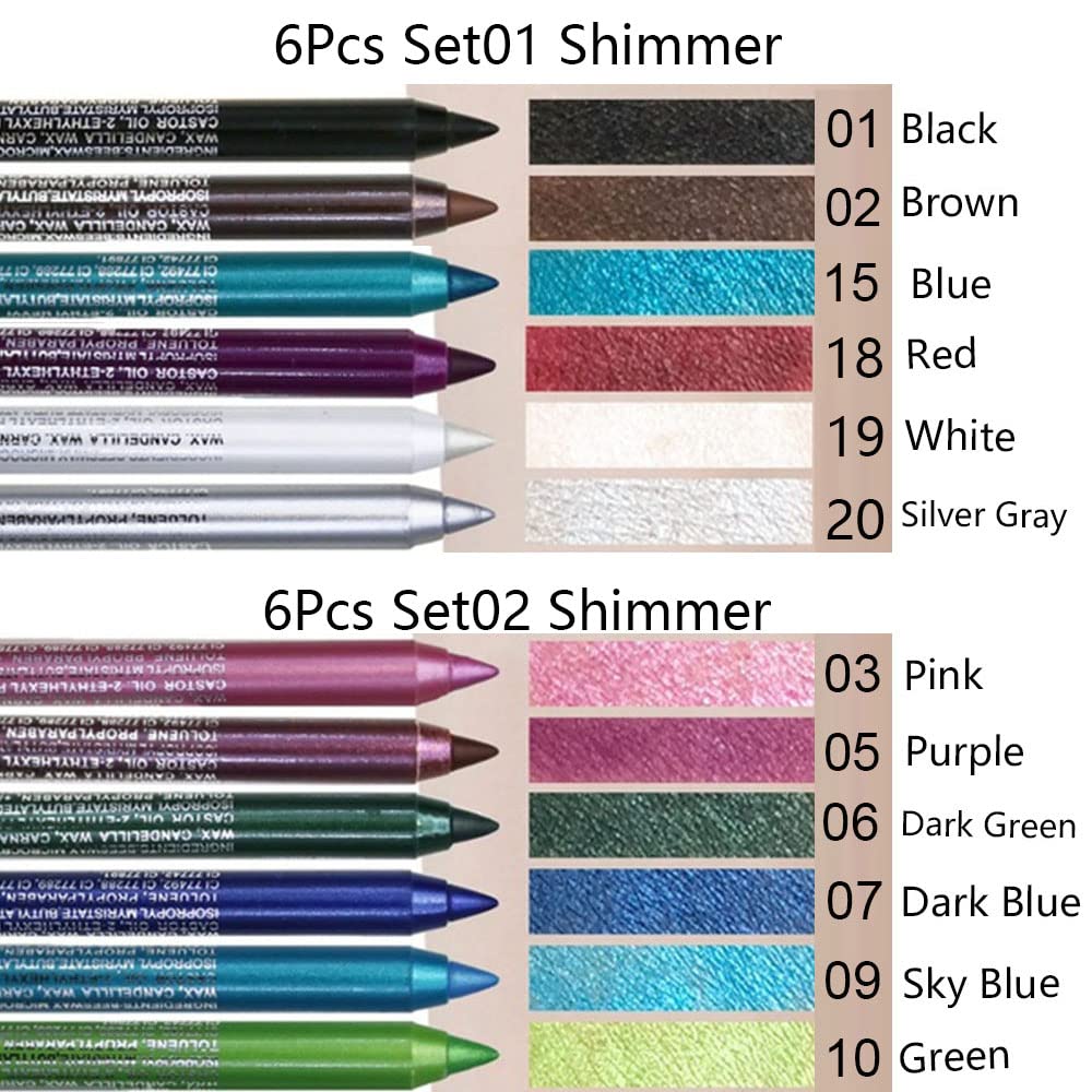 evpct dark blue shimmer eyeliner pencils closeup highlighting rich pigment and long-wear shade.
