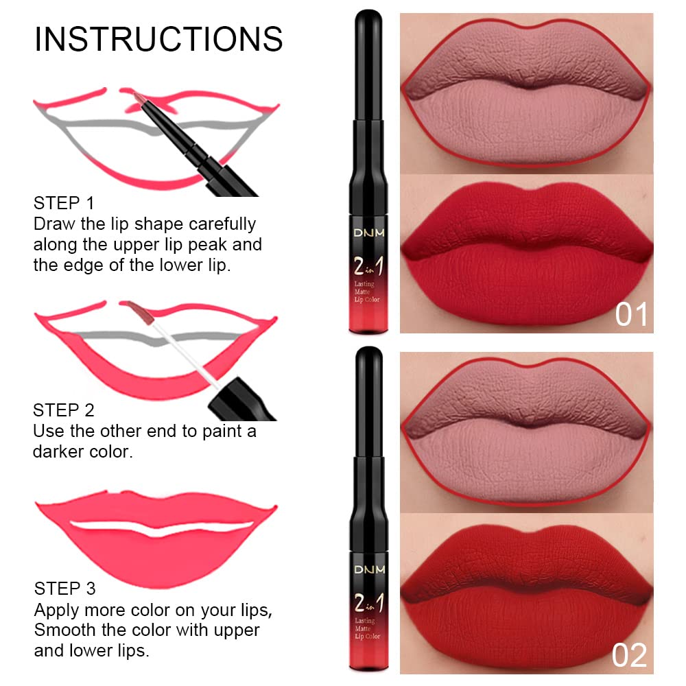 evpct dual-ended lip liner and liquid lipstick delivers precise lip lining and smooth filling.