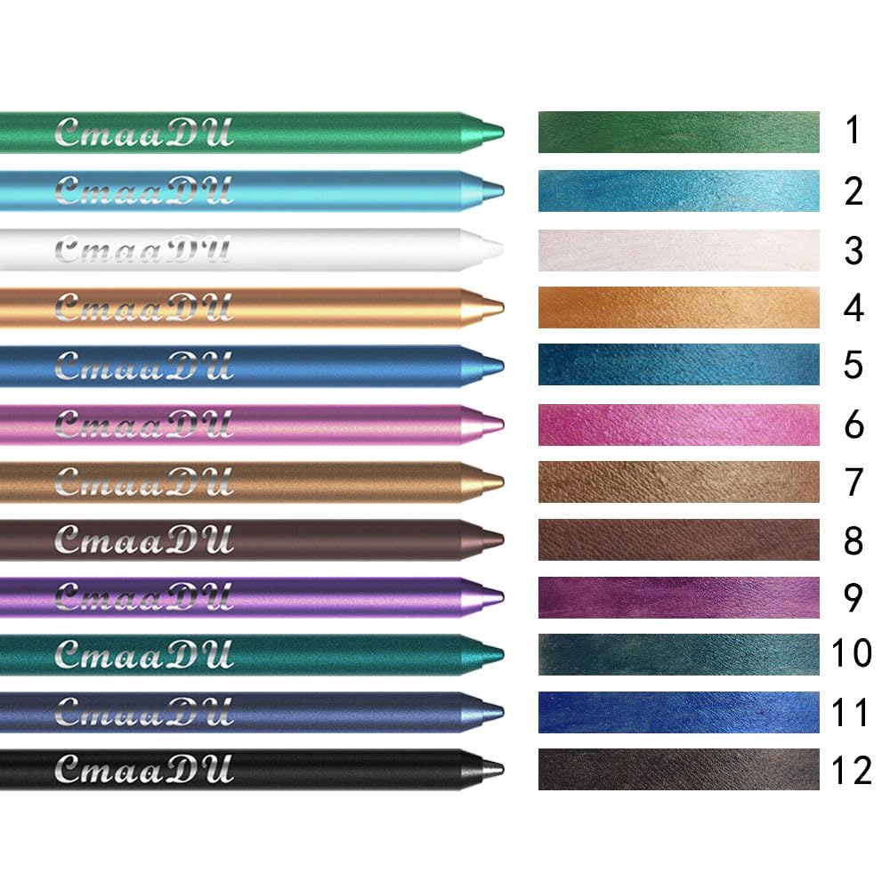 evpct glitter matte eyeliner close-up demonstrates smooth glide and color variety.