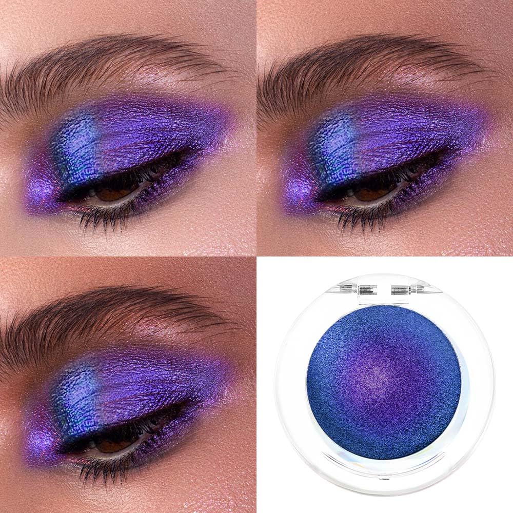 evpct Royal Blue Purple Duochrome palette application angled shows smooth lid glide.