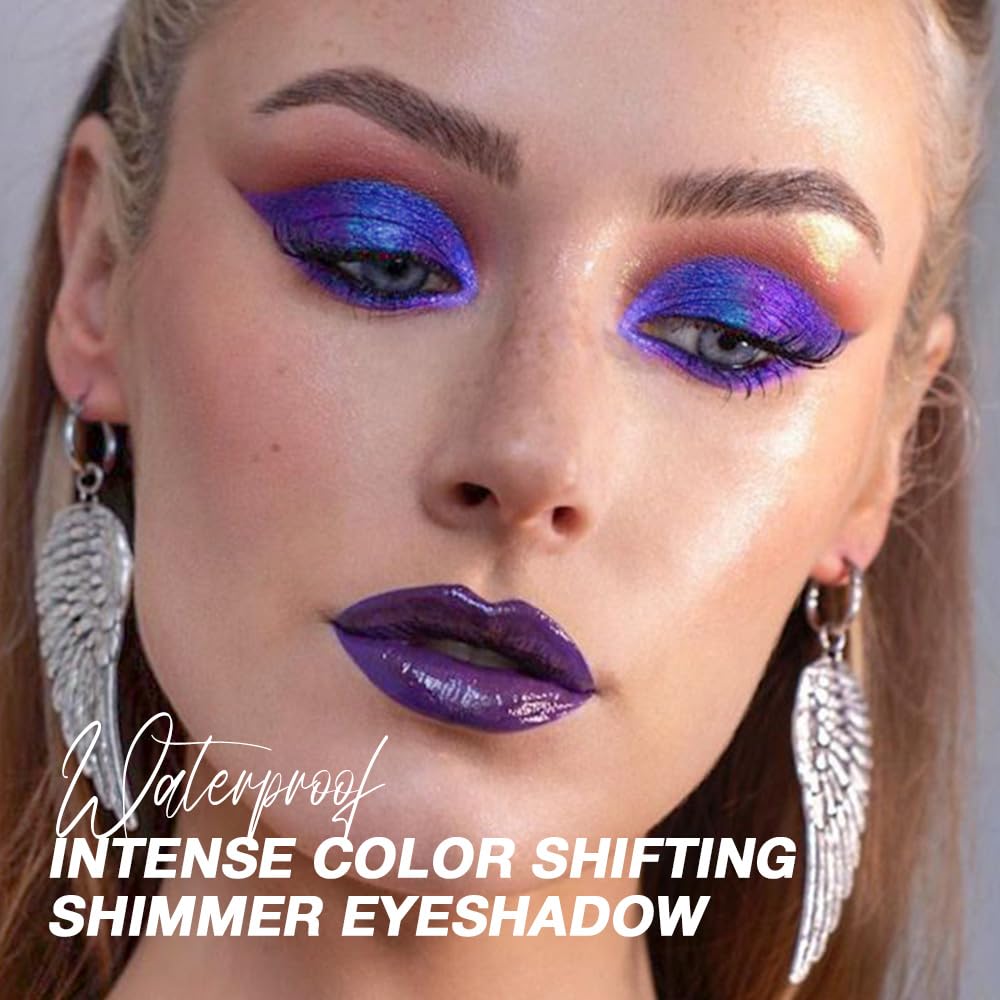 evpct Royal Blue Purple Duochrome palette metallic shift on swatches highlights light-catching shimmer.