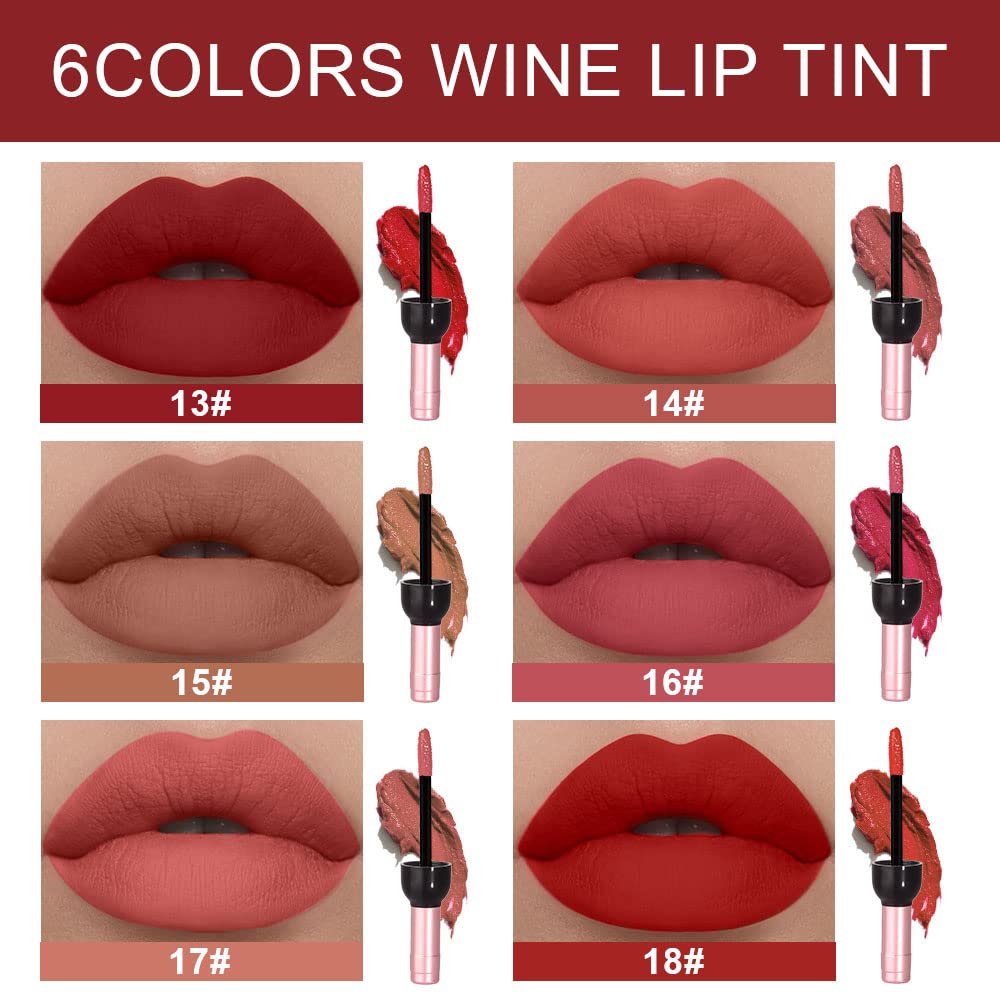 evpct wine bottle lip tint color swatches show matte shades.