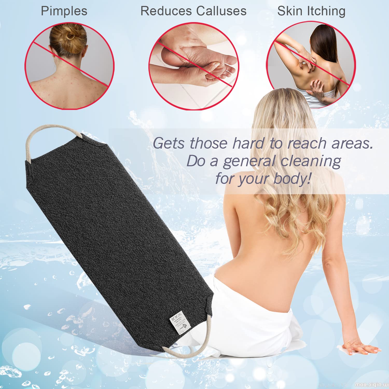 Evridwear back scrubber stretches to cover full back efficiently