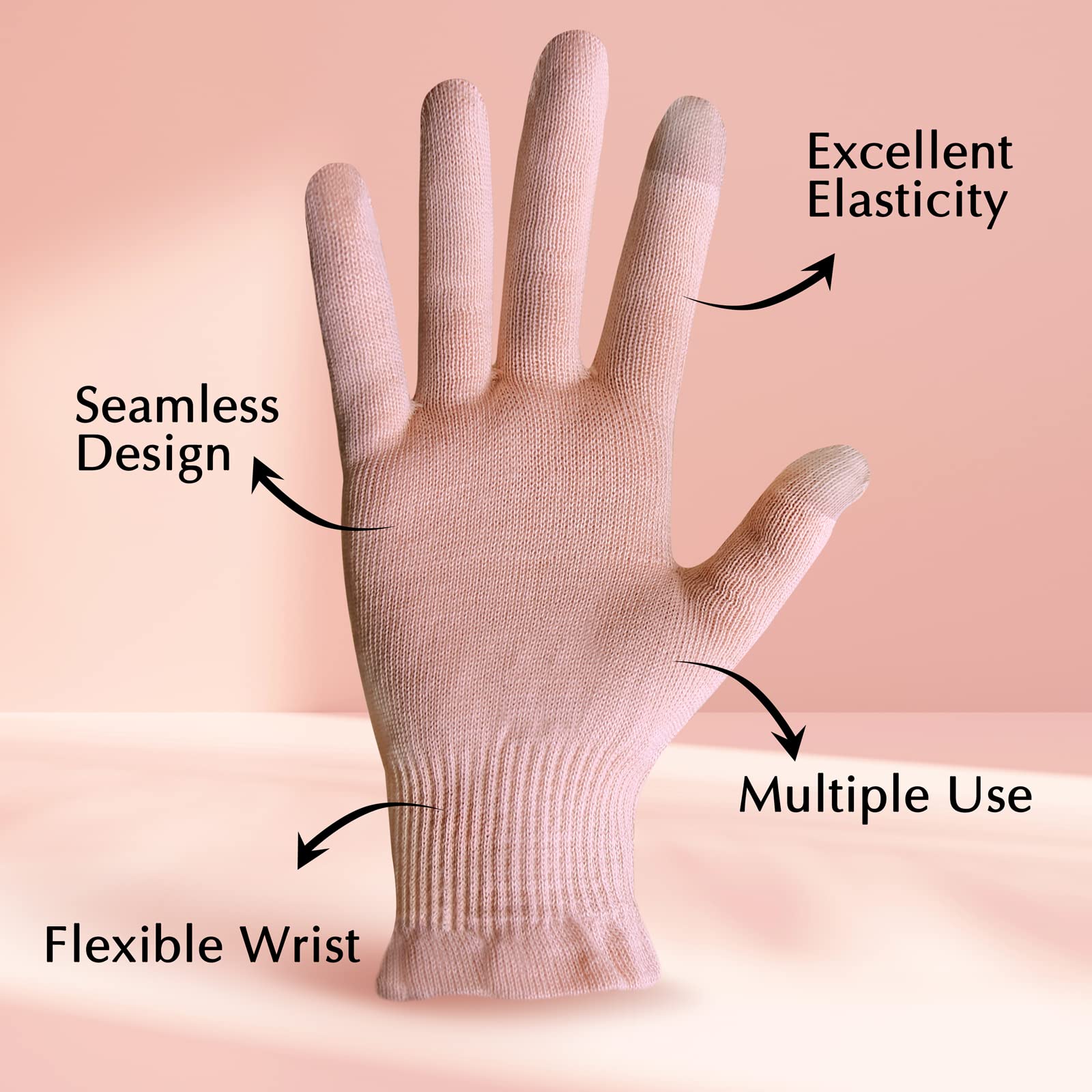 Evridwear night treatment gloves application shows lotion absorption and long-lasting wear.