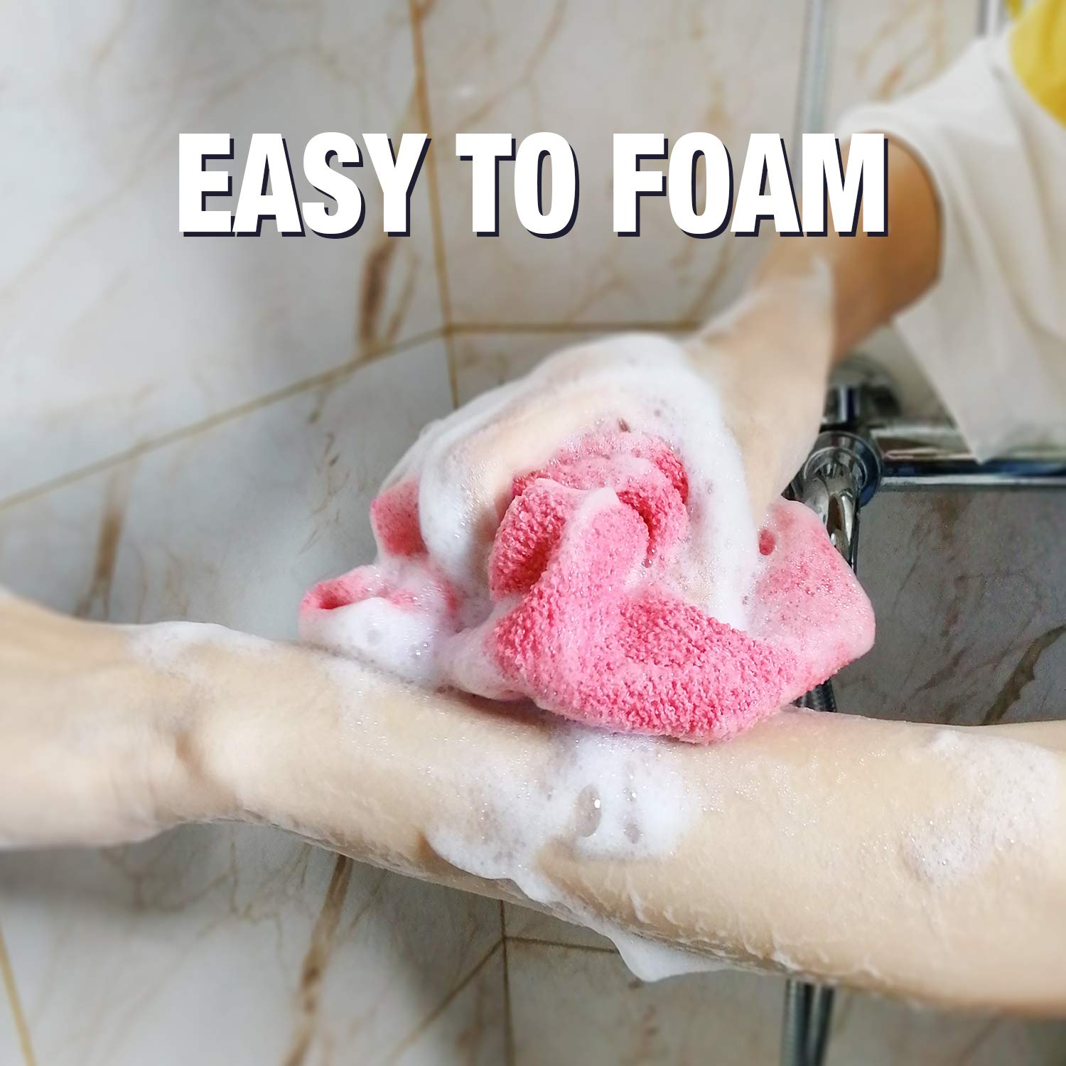 Evridwear shower back washer closeup texture highlights its durable spa-like feel