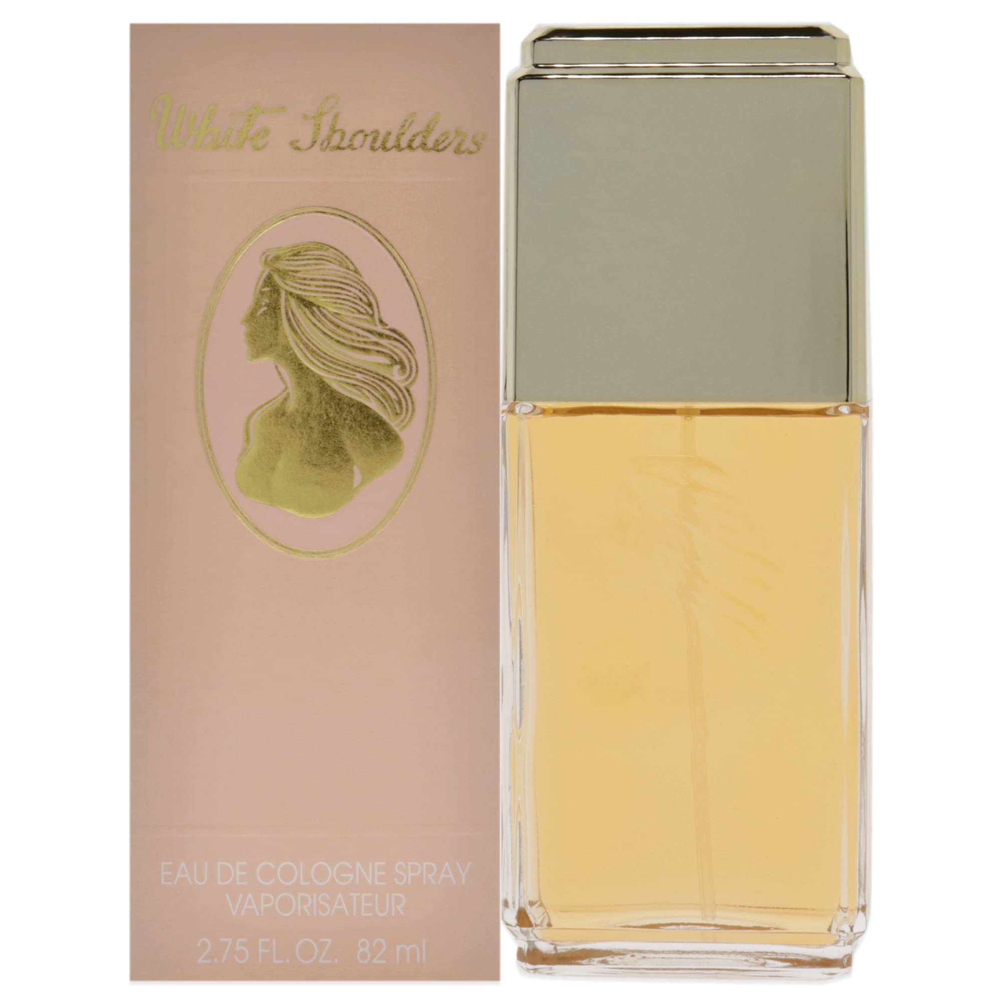 Evyan White Shoulders bottle front shows timeless floral elegance for daily wear.