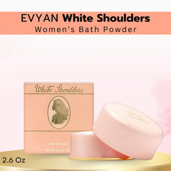 Evyan White Shoulders dusting powder application delivers a fresh, feminine scent.