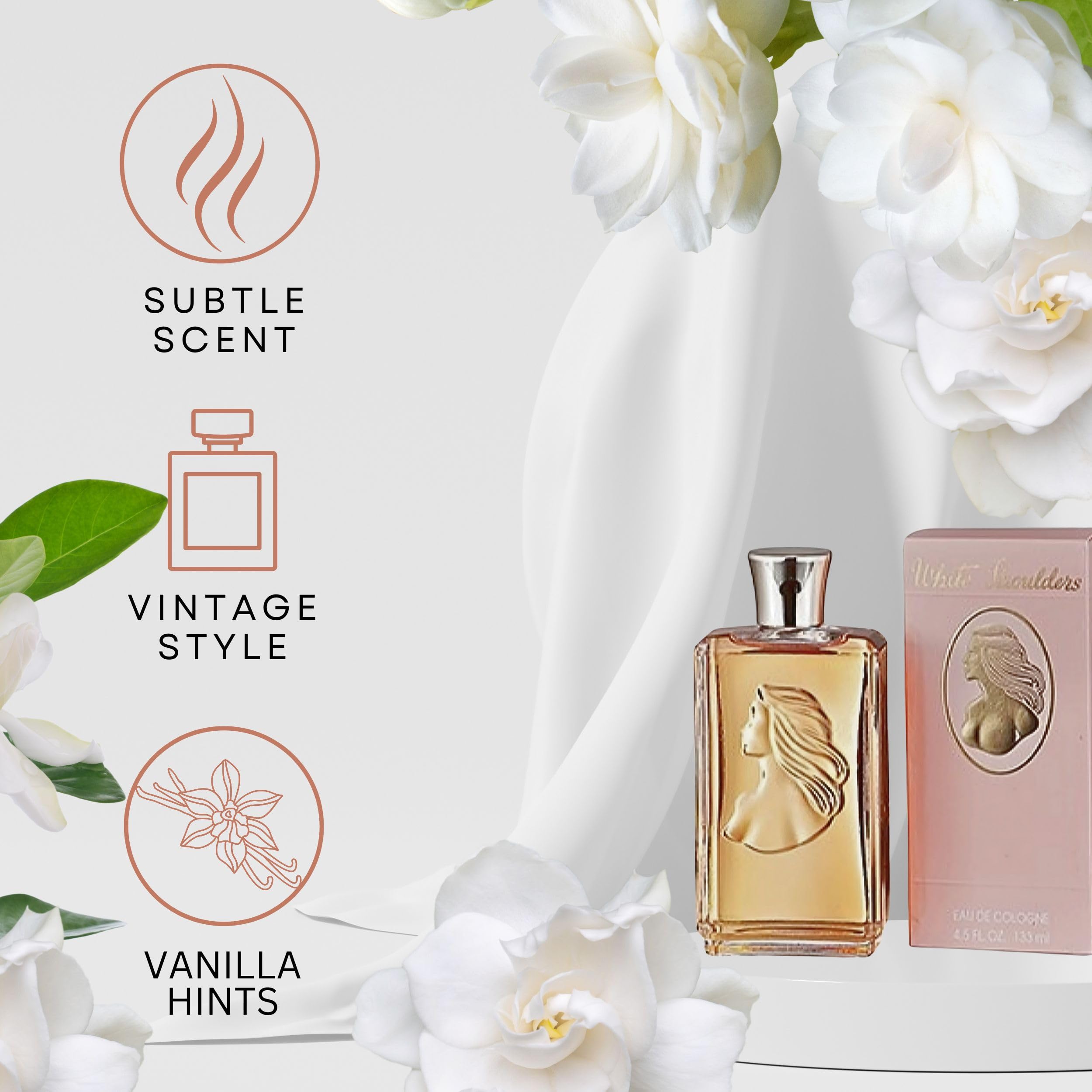 Evyan White Shoulders spray-application demonstrates easy, poised fragrance release for daily use