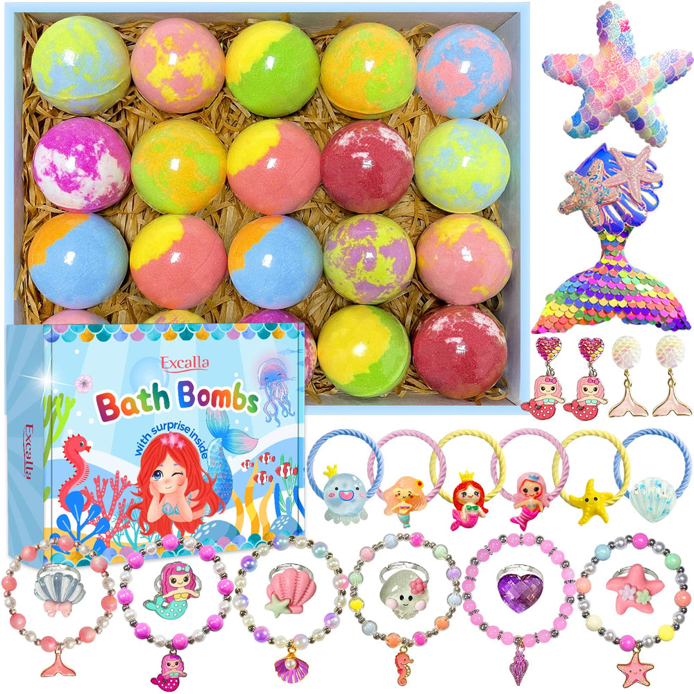 Excalla bath bombs surprise inside reveal hidden toy during bath time for imaginative play.