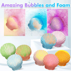 Excalla Mermaid Bath Bombs highlight handmade organic formula for gentle moisture.