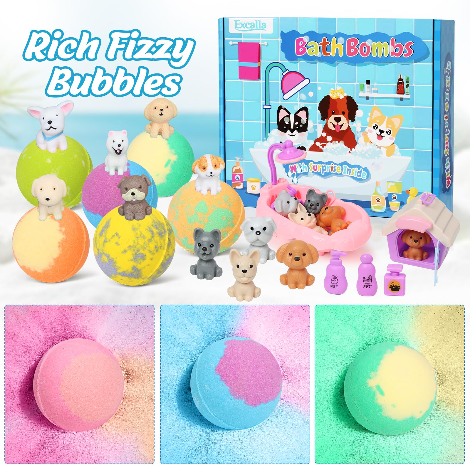 Excalla bath bombs leave no tub stains for easy cleanup.