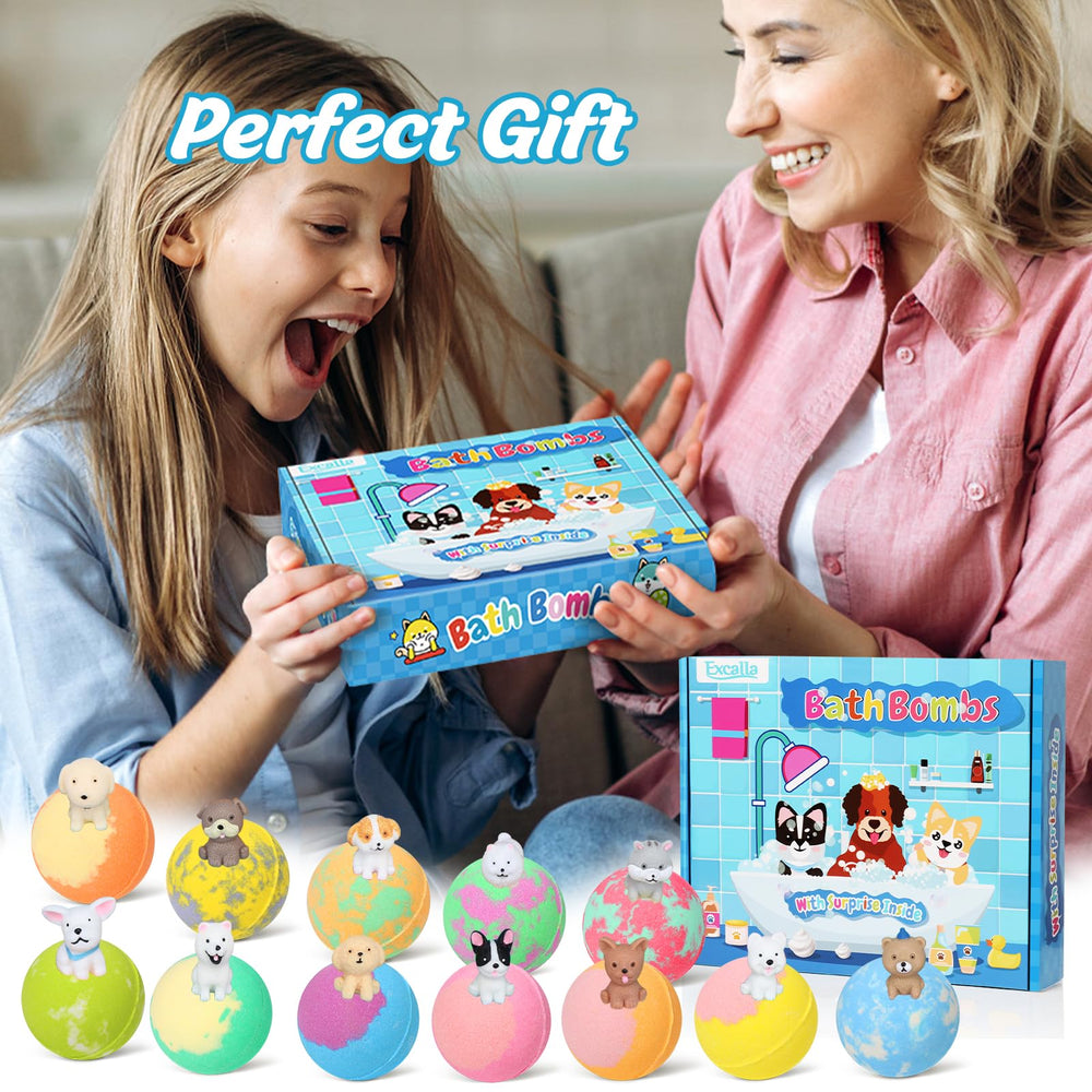 Excalla surprise dog toy playset enhances pretend play after bath.