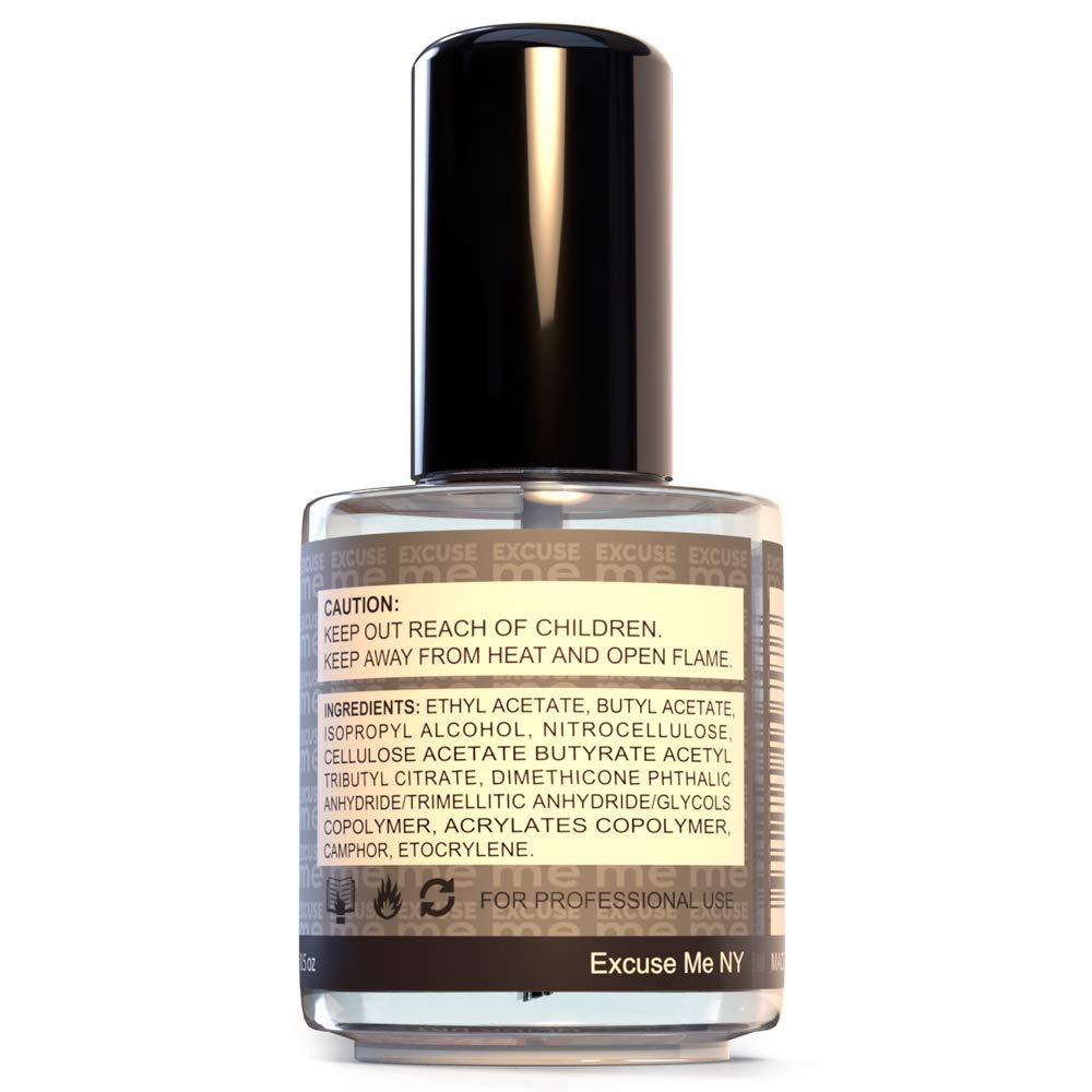 EXCUSE ME Quick Dry Top Coat brush application demonstrates smooth, even coating